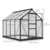 Greenhouse Garden, Green House, Outdoor Greenhouse Kit, PC Board with Sliding Door, 6.2' x 8.3' x 6.6', Grey