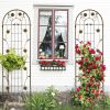 2 Pack Metal Garden Trellis 71" x 19.7" Rustproof Trellis for Climbing Plants Outdoor Flower Support Brown