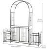 7.2FT Metal Garden Arbor Arch with Double Doors, 2 Side Planter Baskets, Climbing Vine Frame, Black