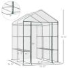 56" x 56" x 77" Walk-in Plant Greenhouse Portable Garden Flower Seed Warm House 8 Shelves Outdoor Plant Growth Hot House PVC Cover Transparent