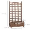 Raised Garden Bed with Trellis, Wood Planter Box for Garden, Free Standing Flower Bed, 25.2" x 11" x 47.2" Brown