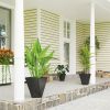 Outdoor Planters Set of 3 Black Tall Stackable Flower Pots with Drainage for Patio Garden Balcony Decor