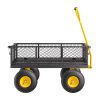 500 Lbs Steel Garden Cart, Heavy Duty Garden Wagon Cart Pullable on Wheels, Metal Yard Utility Wagon Carts with 10" All Terrain Tires