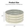 2 Pcs 2×2×1ft Raised Garden Bed, Round Galvanized Outdoor Planter Box, Metal Garden Bed for Planting Vegetables Fruits Flowers, White