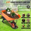 Wheelbarrow Cart, 6 Cu. Ft. Load & 330 lbs Capacity, One Wheel Garden Dump Cart Wheel Barrow with Metal Handle & 16" Wide Track Wheels