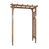 [Same Code: 70748191]152*60*215cm Beautiful And Practical Flat-Topped Wooden Arch Garden Arch Dark Brown