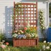 Wooden Planter with Trellis, 50" Tall Elevated Garden Bed Outdoor with Wheels, Freestanding Planter Box with Drainage Holes for Flower, Vegetable