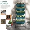 5-Tier Raised Garden Bed with 5 Planter Box, Outdoor Plant Stand Grow Containers with Leaking Holes, Green