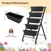 Vertical 5-Tier Raised Garden Bed with Wheels & Removable Planter Boxes for Patio Balcony