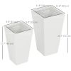 Set of 2 Tall Planters with Drainage Holes, 22" / 18" Outdoor Flower Pots for Patio, Yard, Garden, White