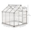 6' x 6' x 6.6' Polycarbonate Greenhouse, Walk-In Green House Kit Garden, Plants Grow, Galvanized Sheet Aluminum Frame with Rain Gutter