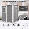 4'x5' Garden Tool Storage Shed, Lean to Shed with Window, Vent and Plastic Roof, Grey