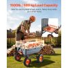 Garden Dump Cart, 1500 lbs Poly Dump Cart, Garden Carts Dumps Wagon with 90° Quick-Dumps Mechanism, Adjustable Handle, 270° Flexible Rotating Bearings