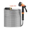 Metal Garden Hose 75 ft, Rust Proof Stainless Steel Water Hose, Heavy Duty Backyard Hose with 10 Function Nozzle, No-Kink & Flexible Water Pipe