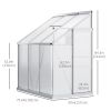 6' x 4' Aluminum Lean-to Greenhouse Polycarbonate Walk-in Garden Greenhouse with Adjustable Roof Vent, Rain Gutter and Sliding Door for Winter, Clear