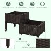 2-Piece Raised Garden Bed with Legs, Self-Watering Planter Box Raised Bed to Grow Flowers, Herbs & Vegetables, Brown