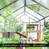 6' x 10' x 6.4' Polycarbonate Greenhouse, Aluminum Walk-In Green House Kit Garden, Plants Grow with Rain Gutter and Roof Vent, Charcoal Grey