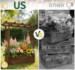 43.5*17.5*44.5 In Fir With Arched Lattice Raised Garden Bed Wooden Planting Frame Carbonized