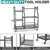 Garden Tool Organizer Stand, Garage Tool Storage Organization, Yard Tool Racks with lockable wheels, Fit for Long-Handled Tools/Rakes/Brooms