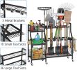 Garden Tool Organizer with 6 Wheels(3 lockable), Heavy Duty Yard Tool organizer with 2 Basket