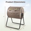 Dual Chamber Compost Tumbler 37.5Gal 360° Rotating Compost Bin with Stirring Blades for Garden-Coffee