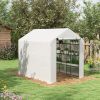 Large Walk-in Greenhouse: White with Shelving, PE Cover & Roll-Up Door for Garden & Outdoor Use|