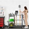 Garden Tool Organizer Stand, Garage Tool Storage Organization, Yard Tool Racks with lockable wheels, Fit for Long-Handled Tools/Rakes/Brooms