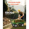 680 Lbs Steel Garden Cart on Wheels, Heavy Duty Garden Wagon Cart Pullable, Metal Outdoor Utility Yard Wagon Carts with 10" Tires