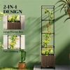 Elevated garden bed, flowerpot box, planting box, brown
