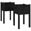 Garden Planter Set of 2 Black Solid pinewood 27.6 in high