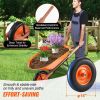 Wheelbarrow Cart, 5 Cu. Ft. Load & 330 lbs Capacity, One Wheel Garden Dump Cart, Garden Wagon with Metal Handle & 16" Wide Track Wheels
