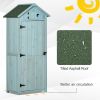 30" x 21" x 71" Garden Storage Shed, Outdoor Tool Utility Storage House with 3 Tier Shelves and Roof, Blue