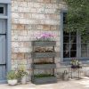 4-Tier Wooden Garden Box, Self-Draining, Fabric Bottom, Tiered Save Space, Planter Box for Flowers, Vegetables, Herbs, Gray