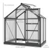 Greenhouse Garden, Green House, Outdoor Greenhouse Kit, PC Board with Sliding Door, 6.2' x 4.3' x 6.6', Grey