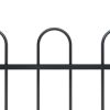 Garden Fence with Hoop Top Steel 141.3"x23.6" Black