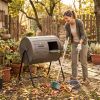 Dual Chamber Compost Tumbler 37.5Gal 360° Rotating Compost Bin with Stirring Blades for Garden-Coffee