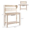 Wooden Potting Bench Garden Work Table with Storage Natural Finish