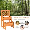 2-Tier Solid Fir Wood Raised Garden Bed with Trellis Cylindrical Planter Box for Climbing Plants