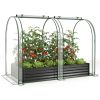 3-in-1 Raised Garden Bed with Greenhouse Cover 130 Gal Galvanized Metal Planter Box - Black