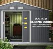 Dark Gray 11' X 13' Garden Metal Shed Storage Utility Building with Double Locking Doors for Bike And Yard Tools