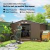 11' x 13' Garden Storage Shed - Metal Tool Storage House, Foundation Kits Included, Brown