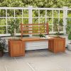 Garden Bench with Planter Boxes - Hardwood Build (Wear-Resistant), Displays Faux Trees/Potted Plants, Enhances Outdoor Aesthetic