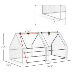 Portable Mini Greenhouse, Outdoor Garden With Large Zipper Doors And Water UV PE Cover (Option: White)