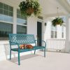 Outdoor Garden Bench with Anti-Rust Metal Powder Coated Frame, Patio Bench for Front Porch Park