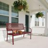 Outdoor Garden Bench with Anti-Rust Metal Powder Coated Frame, Patio Bench for Front Porch Park