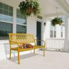 Outdoor Garden Bench with Anti-Rust Metal Powder Coated Frame, Patio Bench for Front Porch Park