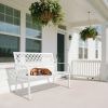 Outdoor Garden Bench with Anti-Rust Metal Powder Coated Frame, Patio Bench for Front Porch Park