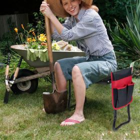 Garden Kneeler and Seat Folding Sturdy Gardening Stool (Color: Black)