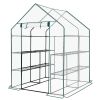Mini Walk-in Greenhouse with PE Cover, 8-Shelf Indoor Outdoor Plant Gardening Green House for Garden Backyard, 56" x 56" x 77", White