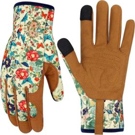 Leather Gardening Gloves for Women Thorn Proof Garden Gloves Touch Screen Working Gloves Gifts  Medium (Color: Colorj)